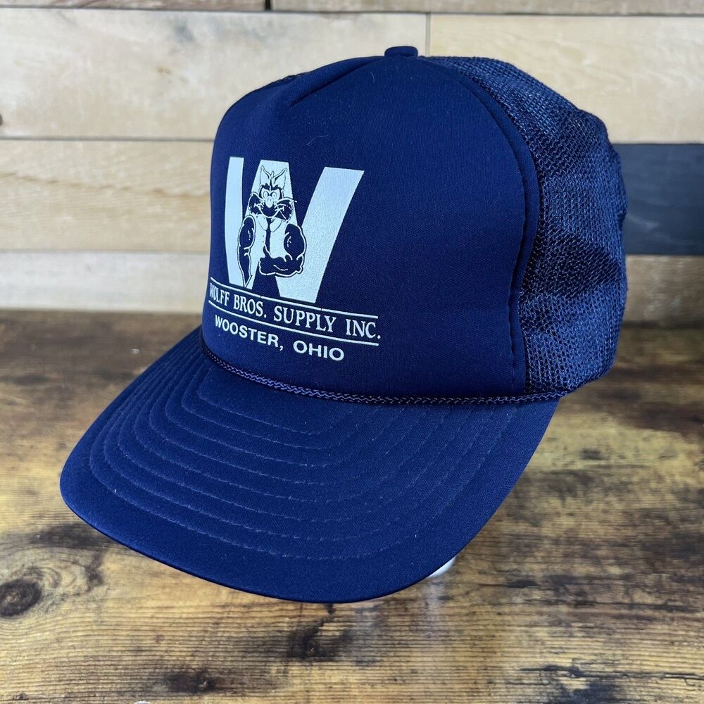 Vintage Wolff Bros Supply Wooster Ohio Snapback Trucker Hat Mesh Baseball Cap
